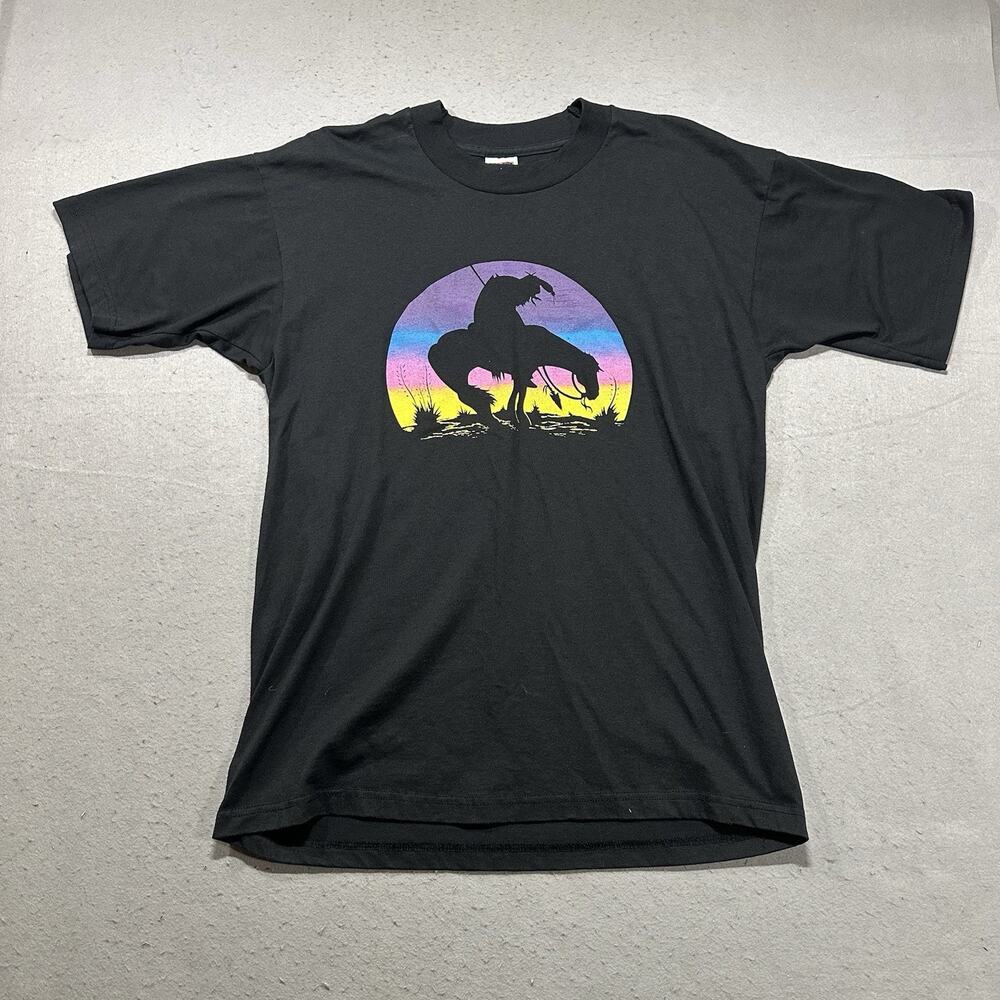 Fruit Of The Loom Best T Shirt Y2K Adults‎ Large Western Silhouette Gradients